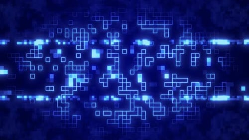 Fundo de alta tecnologia quadrado de forma brilhante azul. Fundo futurista de alta tecnologia, dados de computador