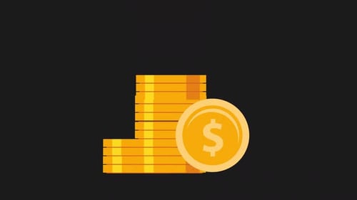 Flat Design Animated Golden Coin Stack with Dollar Sign