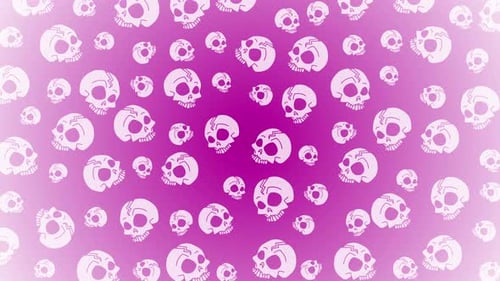 Pink Floating Skull Pattern Background Loop