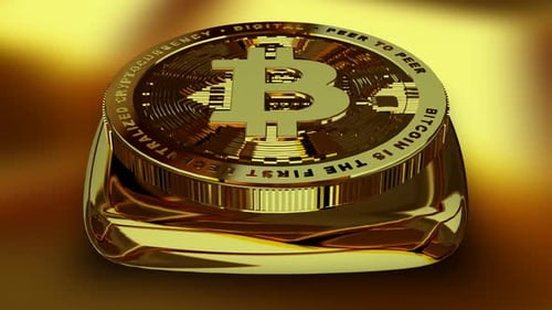 Exclusive Gold Bitcoin in Full Rotation, Looped, Finance, Coin, Cryptocurrency, Money