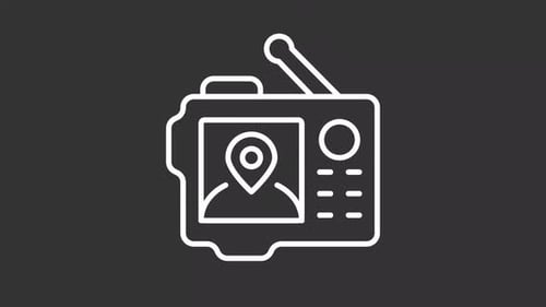 Minimalist Animated Walkie Talkie with Location Pin Icon