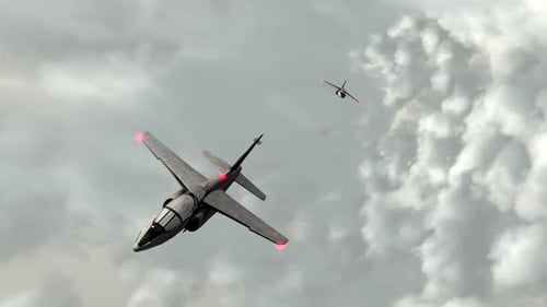 Animated Fighter Jets Soaring Through Clouds