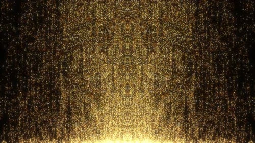 Luxury abstract background with shimmering golden particles falling and glowing.