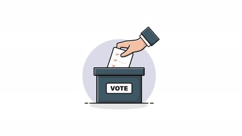 Flat Design Cartoon Hand Casting Vote in Ballot Box