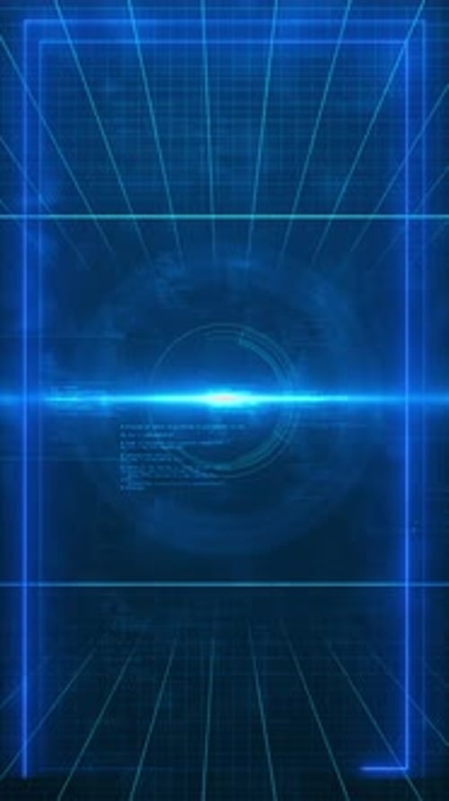 Abstract futuristic cyber circle futuristic HUD elements with Ai chatbot, sci-fi particle tunnel, te