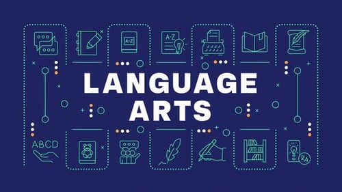 Language Arts Educational Animated Icons Infographic