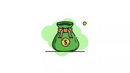 Animated Green Money Bag Icon with Dollar Sign