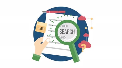 Flat Design Animation of Search and Data Analysis