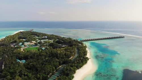 Maldivian Resort Island. Paradise Resort In Maldives. Island In The Indian Ocean