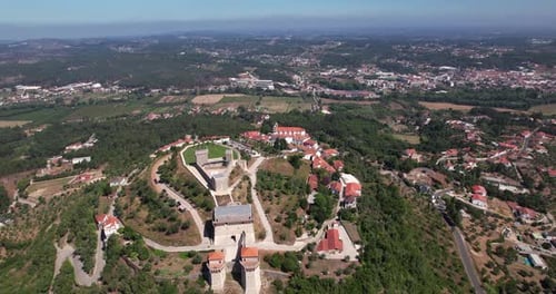 Aerial View City and Medieval Castle of Ourém, Portugal