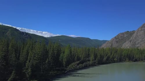 Aerial view of the valley of the river of Chulyshman, Altai Republic, Russia