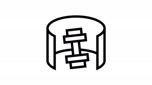 Looping Flat Design Rotating Dumbbell Fitness Icon Animation