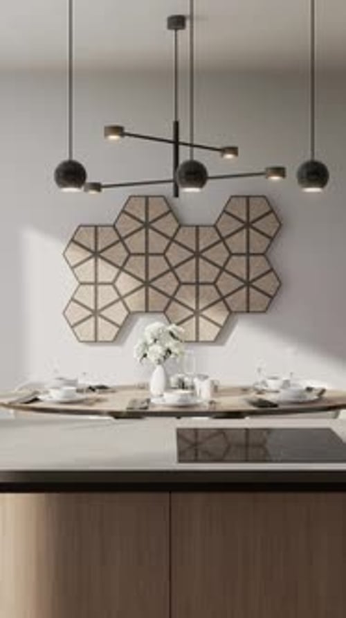 Modern Kitchen Interior with Animated Pendant Lights