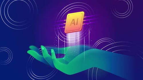 Halten Sie eine künstliche Intelligenz in der Hand und verwenden Sie die KI-Animation 4k