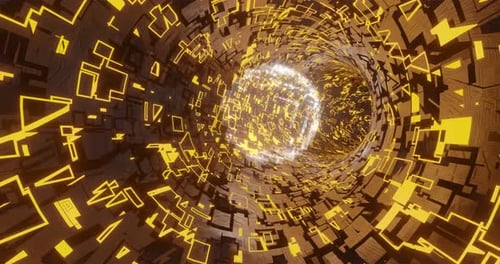 Alien Sci Fi Infinite Tunnel With Glowing Sphere