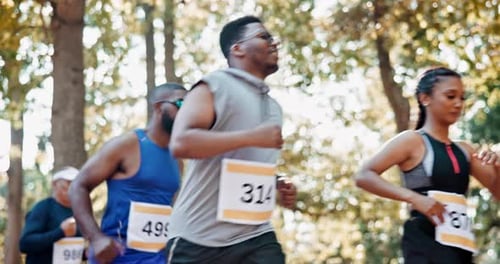 Runners Participate in Marathon in Park