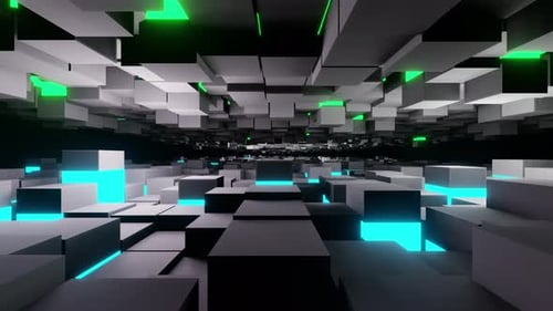 New Metallic Cubes Tunnel Vj Loop Background 4K