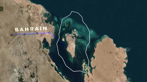 Animated Earth Map Zoom In to Bahrain Location Highlight