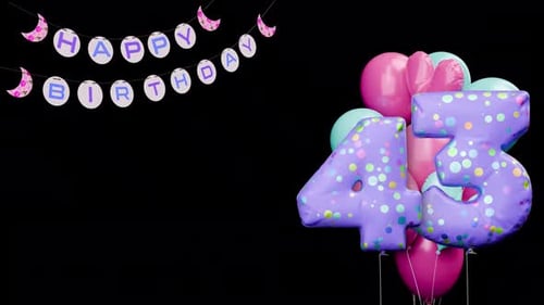 3D Animated Happy Birthday Celebration with Customizable Number Balloons