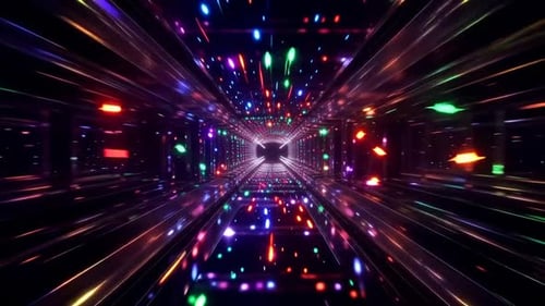 Boucle de tunnel Space Warp au néon à grande vitesse colorée
