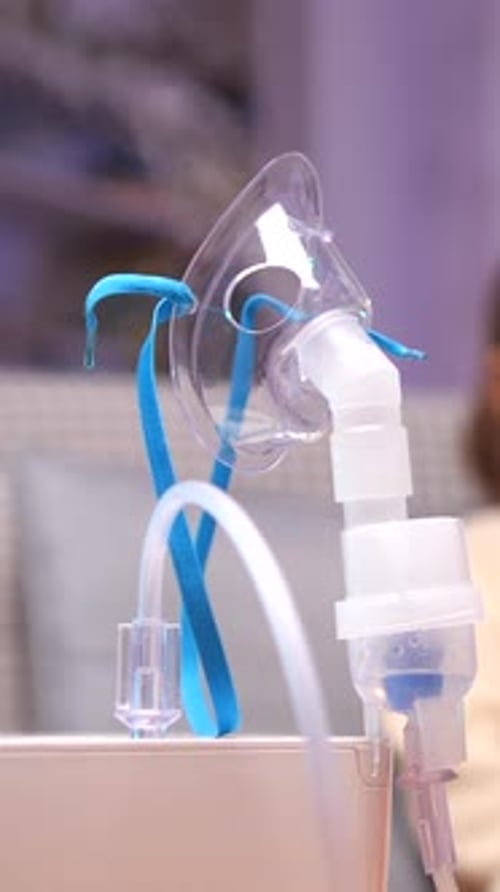 Close Up of Nebulizer Mask in Operation