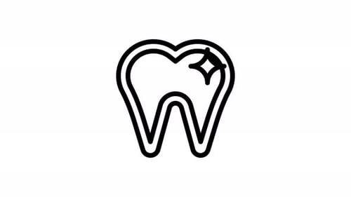Sparkling Tooth Line Icon Animation