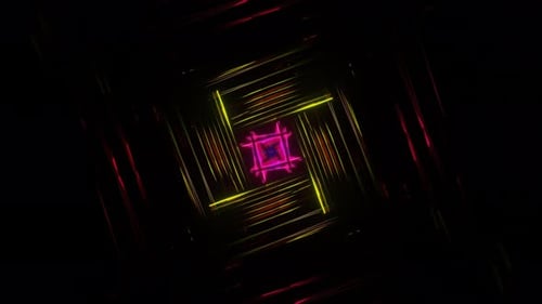 Flashing Seamless Looped Neon Animation of Infinite Tunnel