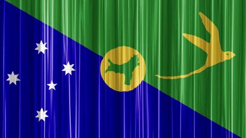Christmas Island Flag Waving Animated Curtain Loop