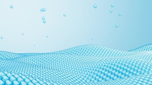 Dynamic Blue Cellular Surface Animation with Floating Bubbles