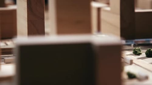 Miniature town residential quarter with detailed planning for a healthy lifestyle