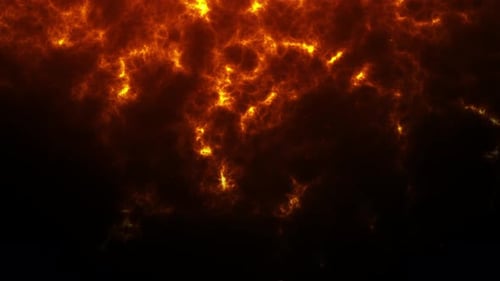 Schleifenartige, feurige Glutwolken mit heißen, glühenden Rissen und treibender Energie
