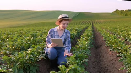 Farmer Using Tablet in Field