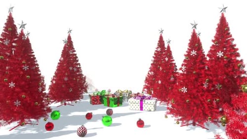 Christmas Trees And Presents Moving Forward Animation