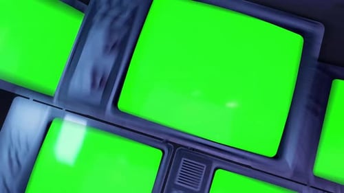 Retro Stacked TVs Green Screen Display