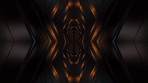 Animation de tunnel abstraite dynamique avec des accents orange brillant