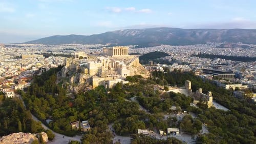 Athènes, Grèce, Acropole, destination mondiale ; grand angle à gauche ; Mars Hill, Grèce antique, destination touristique