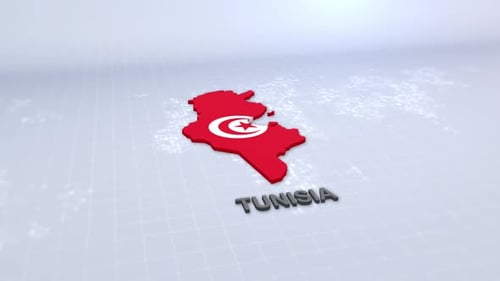 Tunisia Country Map with Flag 3D Reveal Animation