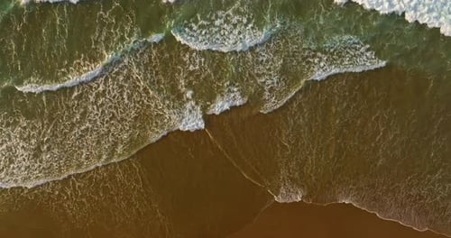 Ocean Waves Sandy Shoreline Aerial Top View Waves Caress Ocean Edge Beauty Oceanic Coast Portugal