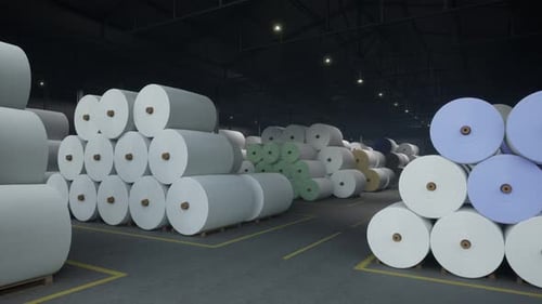 Industrial Textile Factory, Yarn Manufacturing, Large Rolls Of Yarn