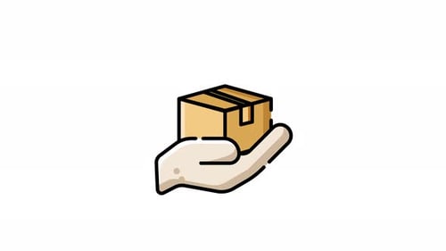 Modern Animated Illustration of Hand and Package Delivery