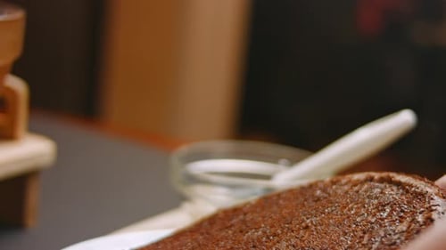 Freshly Baked Cake on a Plate, Close Up