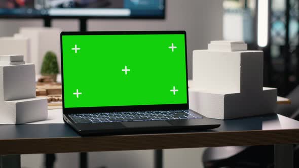 Clean Workspace Designed for Property Development with Green Screen ...
