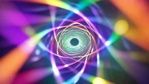 Glowing Futuristic Tunnel of Intertwining Light Rays