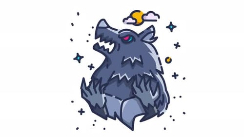 Animated Werewolf Howling Illustration for Halloween