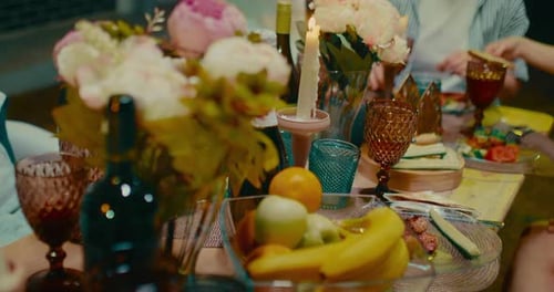 Friends Enjoying Dinner Together at Home