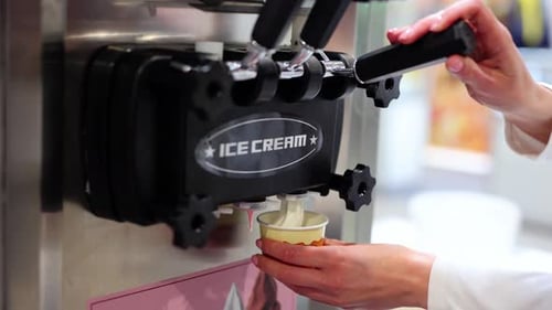 Ice Cream Machine Dispenses Soft Serve