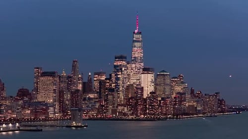 New York Landscape Top Vie NYC Panorama at Night New York Manhattan Above the Hudson River NYC New