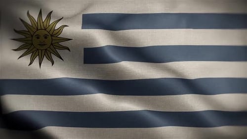 Realistic Waving Flag of Uruguay Loop Animation