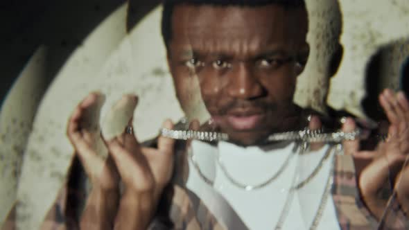 Portrait of Black Male Rapper with Double Exposure Effect, People Stock ...