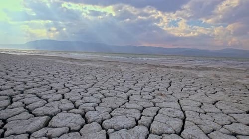 Dried Lake Landscape, Dramatic Effects of Nature